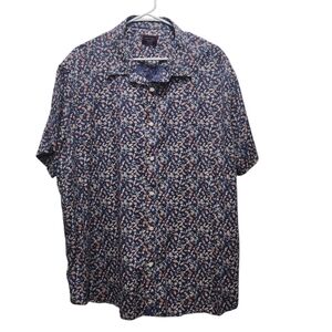 UNTUCKit Blue Floral Men's XXXL Button Down Short Sleeve Shirt 100% Cotton